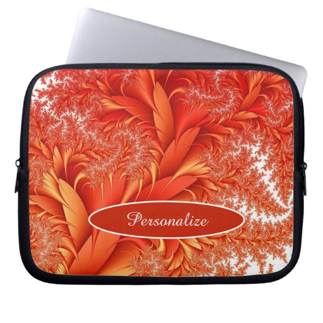 Orange Autumn Leaves Nature Personalize Laptop Laptop Sleeve (Front)