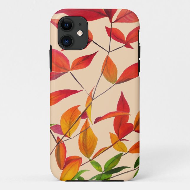 Orange Autumn leaves original watercolour art Case-Mate iPhone Case (Back)