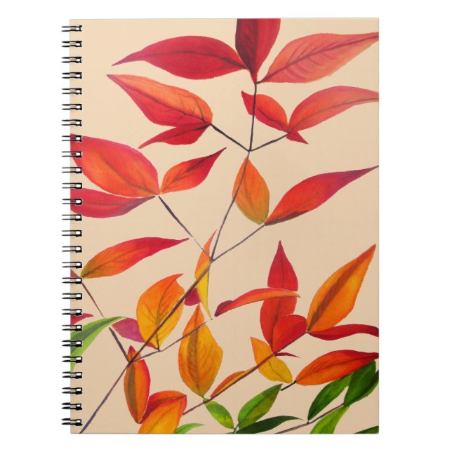 Orange Autumn leaves original watercolour art Notebook (Front)