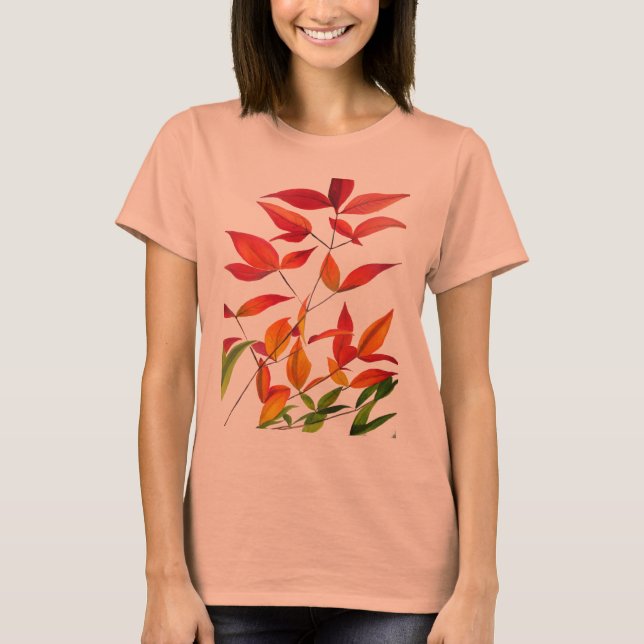Orange Autumn leaves original watercolour art T-Shirt (Front)