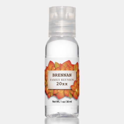 Orange Autumn Leaves Personalized Party Favors Hand Sanitizer