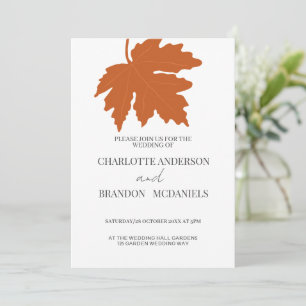 Orange Autumn Maple Leaf Wedding Invitation