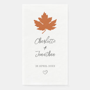 Orange Autumn Maple Leaf Wedding   Paper Guest Tow Towels