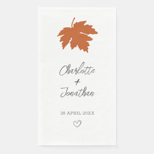 Orange Autumn Maple Leaf Wedding   Paper Guest Towels