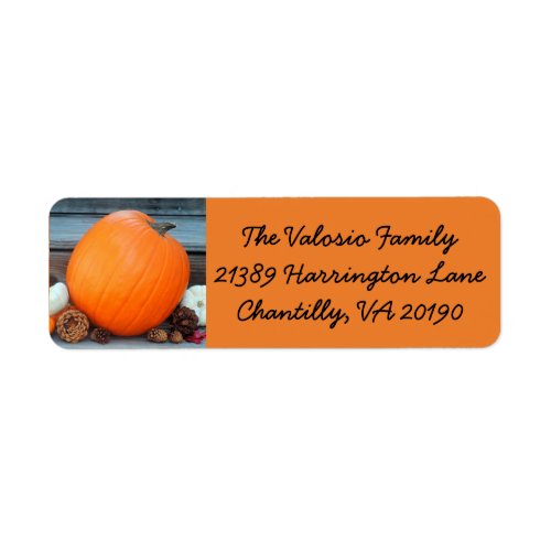 Orange Autumn Pumpkin Label