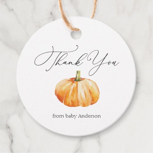 Orange Autumn Pumpkin Thank You Favor Tags