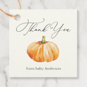Orange Autumn Pumpkin Thank You Favor Tags