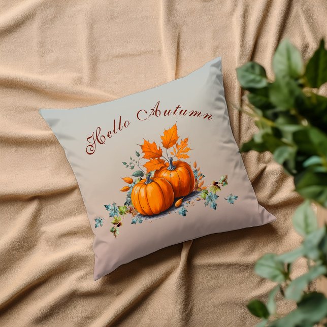 Orange autumn pumpkin throw pillow (Creator Uploaded)