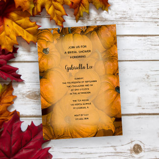 Orange Autumn Pumpkins Bridal Shower Invitation