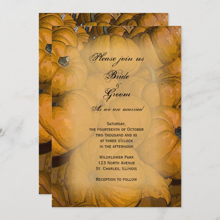 Orange Autumn Pumpkins Wedding Invitation | Zazzle.com