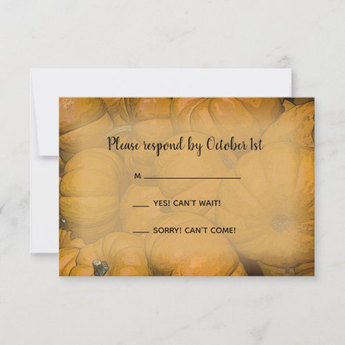 Orange Autumn Pumpkins Wedding RSVP Response Card