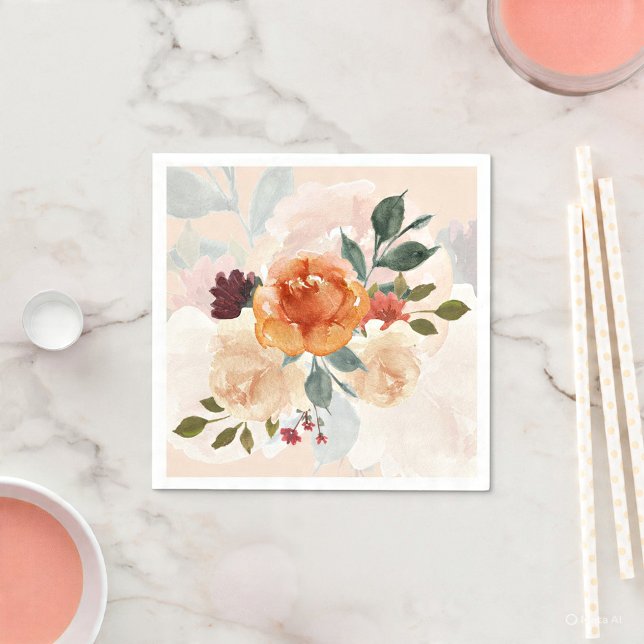 Orange autumn watercolor floral  napkins (Creator Uploaded)