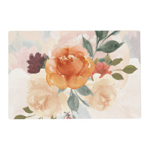Orange autumn watercolor floral placemat