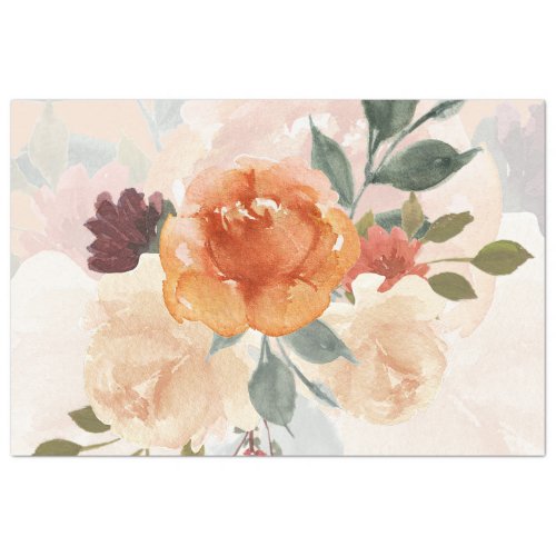 Orange autumn watercolor floral  tissue paper