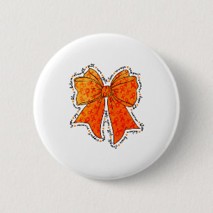 Orange Awareness Bow Supporting Multiple Sclerosis Button