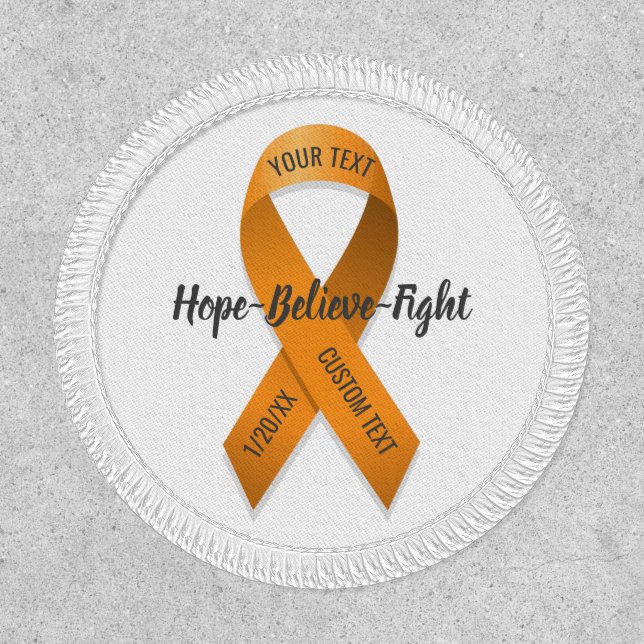 Orange Awareness Ribbon Add Your Custom Text Patch (Front)