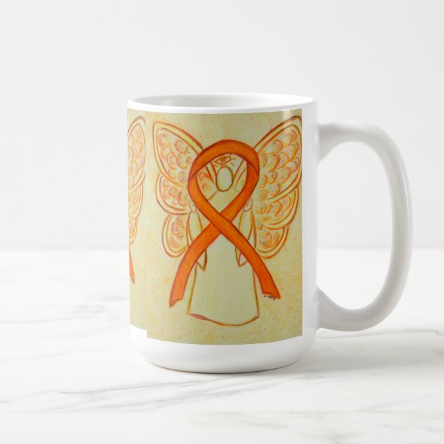Orange Awareness Ribbon Angel Art Mug (Right)
