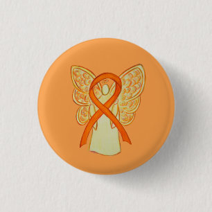 Orange Awareness Ribbon Angel Custom Art Pins