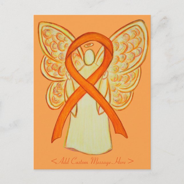 Orange Awareness Ribbon Angel Custom Postcard (Front)