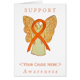 Orange Awareness Ribbon Angel Customized Card