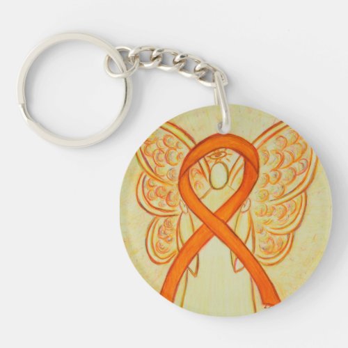 Orange Awareness Ribbon Angel Customized Key chain