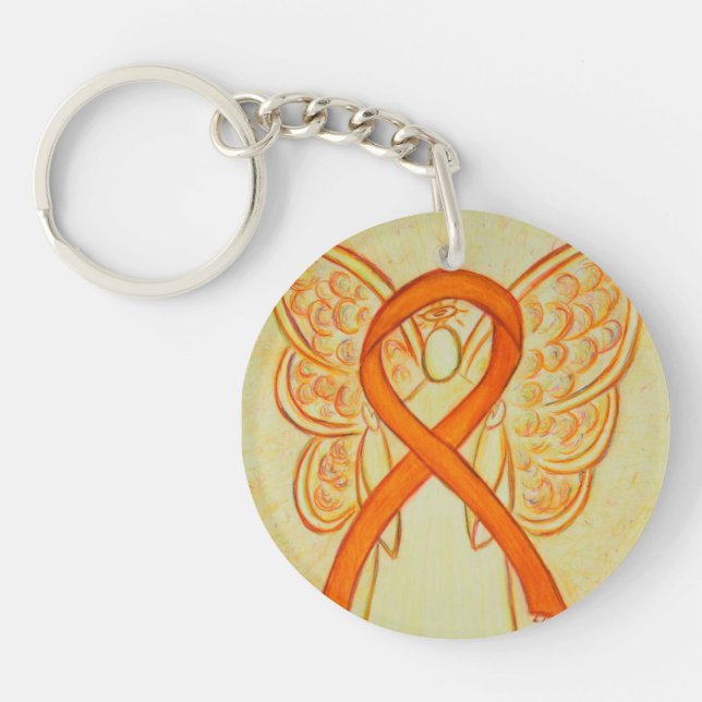 Orange Awareness Ribbon Angel Customized Key chain (Front)