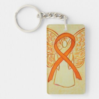 Orange Awareness Ribbon Angel Customized Key chain