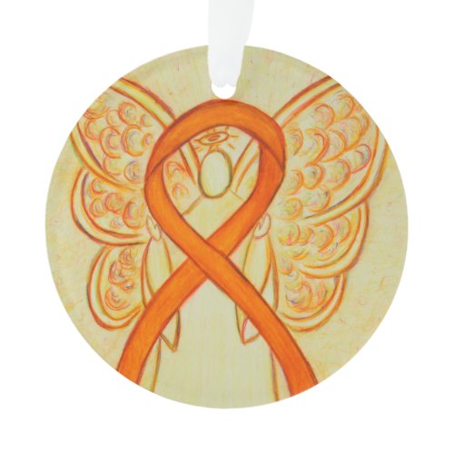 Orange Awareness Ribbon Angel Customized Ornaments