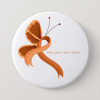 Orange Awareness Ribbon Butterfly  Button