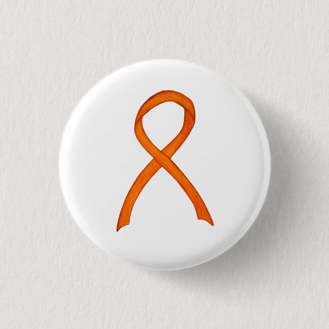 Orange Awareness Ribbon Custom Art Pins (Front)