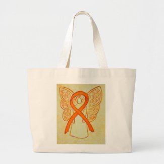 Orange Awareness Ribbon Custom Art Tote Bag