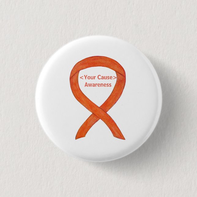 Orange Awareness Ribbon Custom Buttons (Front)