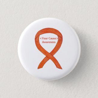 Orange Awareness Ribbon Custom Buttons
