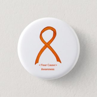 Orange Awareness Ribbon Custom Buttons
