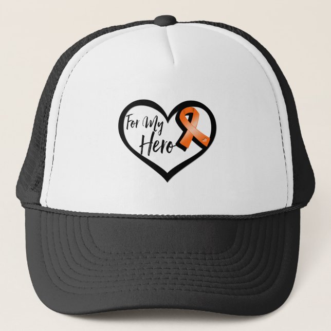 Orange Awareness Ribbon For My Hero Trucker Hat (Front)