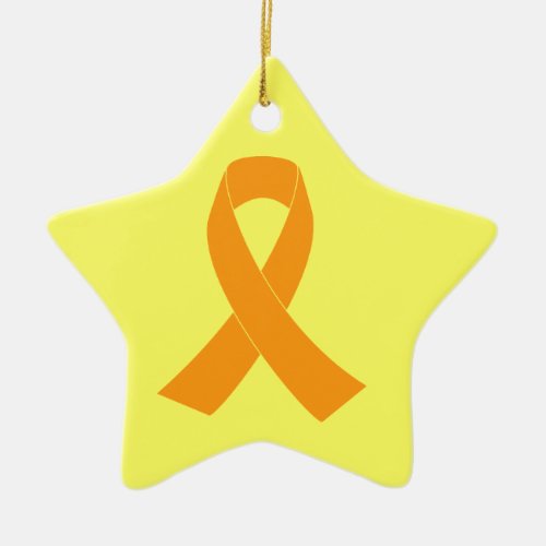 Orange Awareness Ribbon _ Leukemia MS Ceramic Ornament