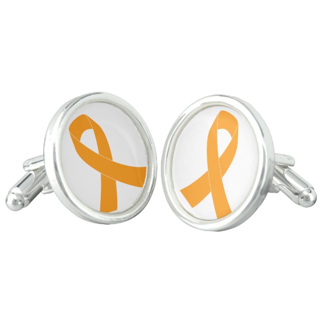 Orange Awareness Ribbon - Leukemia, MS Cufflinks (Angled)