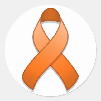 Orange Awareness Ribbon Round Sticker