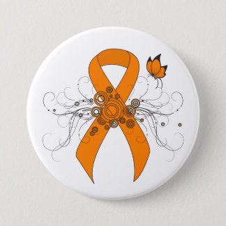 Orange Awareness Ribbon with Butterfly Button
