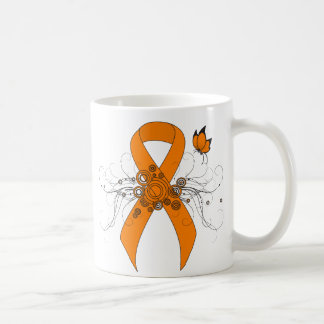 Orange Awareness Ribbon with Butterfly Coffee Mug