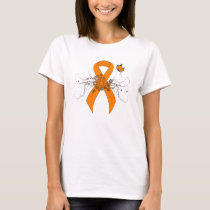 Orange Awareness Ribbon with Butterfly T-Shirt