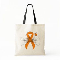 Orange Awareness Ribbon with Butterfly Tote Bag