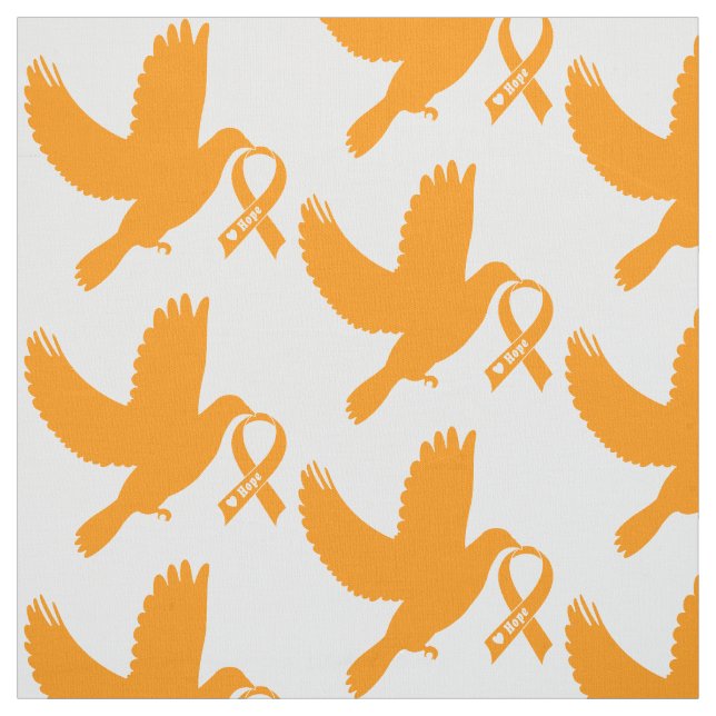 Orange Awareness Ribbon with Dove of Hope Fabric (Swatch)