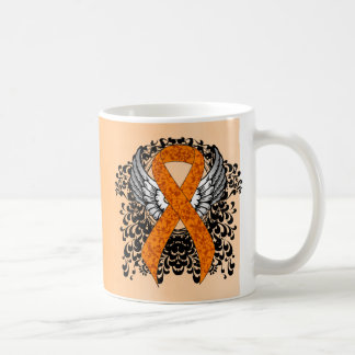 Orange Awareness Ribbon with Wings Coffee Mug