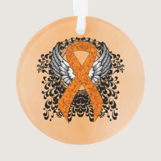 Orange Awareness Ribbon with Wings Ornament