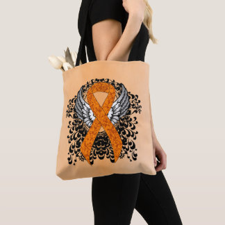 Orange Awareness Ribbon with Wings Tote Bag