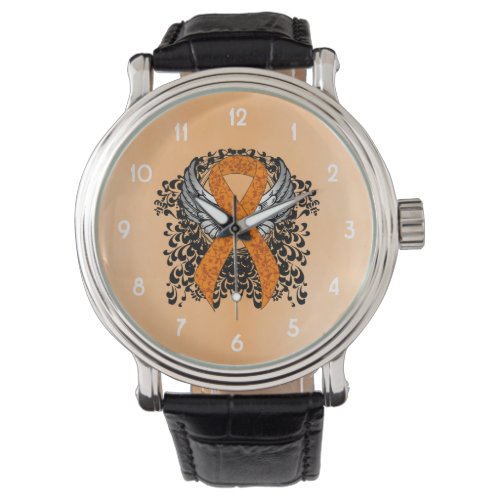 Orange Awareness Ribbon with Wings Watch