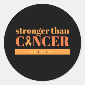 Orange Awareness Stronger Than Cancer Classic Round Sticker