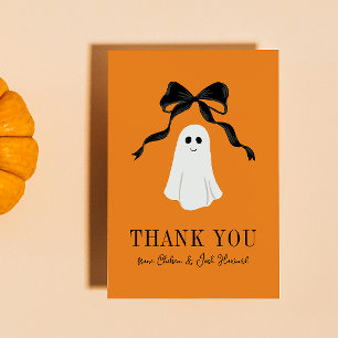 Orange Baby Boo Ghost Halloween Thank You Card