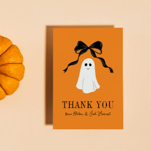 Orange Baby Boo Ghost Halloween Thank You Card